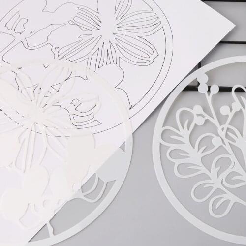 P82A 8Pcs Round Grilles Drawing Molds Plastic Children Painting Stencils DIY Paper Art Craft Card Label Scrapbook Bookmark Toy
