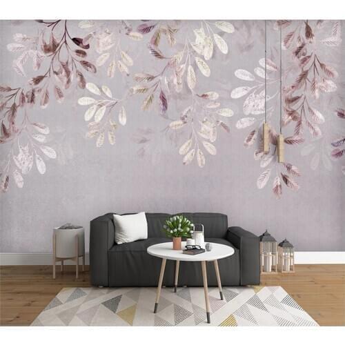 Custom wallpaper 3D/8D mural vintage flower leaves watercolor style Nordic minimalist 3d retro home interior background wall