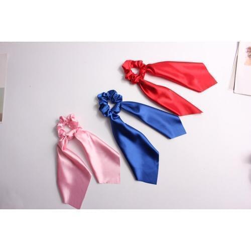 Hair Band Scrunchie Streamer Accessories Women Girl Ponytail Elastic Scrunchies Ropes Satin Ribbon Hair Ties Headwear 50pcs F309