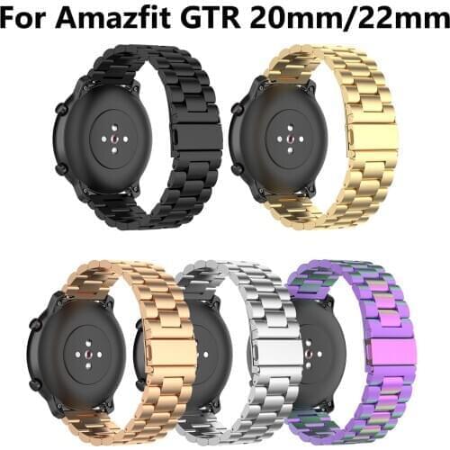 Luxury three-bead stainless steel replacement strap for Amazfit GTR watch Women Men Watch Band For Amazfit GTR 22/20mm
