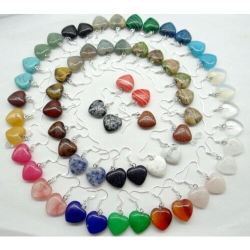 Natural stone lapis Quartz crystal Turquoises Heart-shaped charms Earring for diy Jewelry making Earring Pendant Accessories