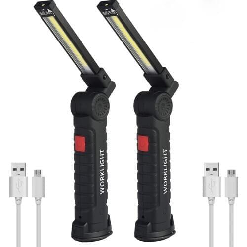 COB LED Work Light USB Rechargeable Magnetic LED Flashlight Torch Foldable Hanging Hook Lamp For Outdoor Camping Fishing 5 Modes