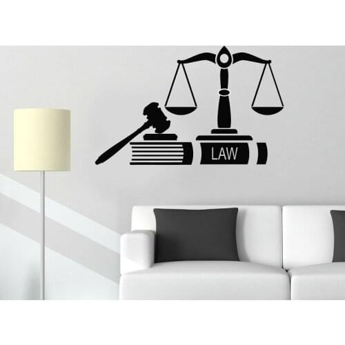 Court justice law firm vinyl wall decal court office creative scales scale art deco sticker mural BG30