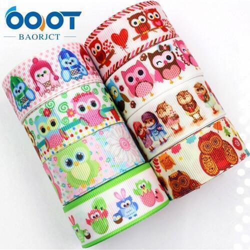 OOOT BAORJCT 175315,22mm 10yard Cartoon Ribbons Thermal transfer Printed grosgrain Wedding Accessories DIY handmade material