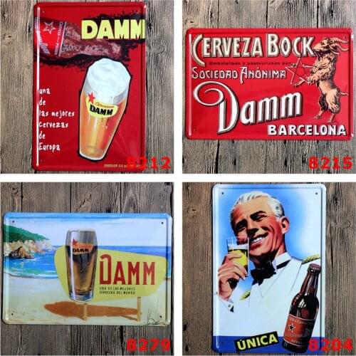 Cerveza Bock Damm Beer Barcelona Vintage Metal Plaques Goat Beach Unica Fashion Metal Poster for Bar Pub Art Wall Decorative