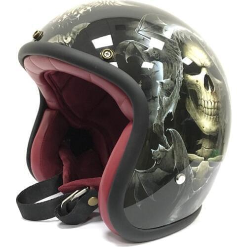 MJMOTO Vintage Motorcycle Helmet 3/4 Open Face Helmet Moto Casque Casco Motocicleta Capacete for Skull motocross helmet
