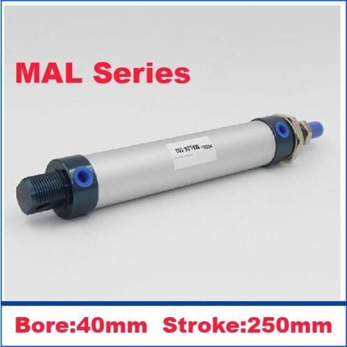 High quality double acting pneumatic small cylinders aluminum alloy 40mm bore 250mm stroke MAL40-250 mini air cylinder