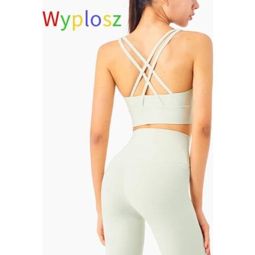 Wyplosz Yoga Bra Nude Shockproof Womens Underwear Vest Sportswear Gym Crop Sport Top Brassiere Seamless Fitness Push Up Workout