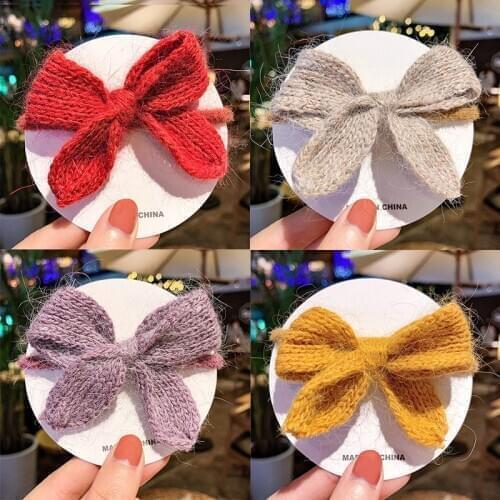 Wool Knitted Fabric Bow Rubber Band Fashion Sweet Girl Head Hair Circle Princess Ponytail Headwear Hair Accessories Scrunchie