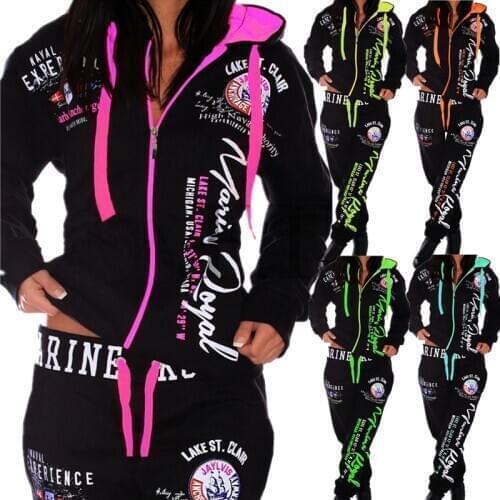ZOGAA S-3XL Brand Ladies Sportswear Casual Sportswear Hooded Sweatshirt and Pants Ladies Sportswear Set
