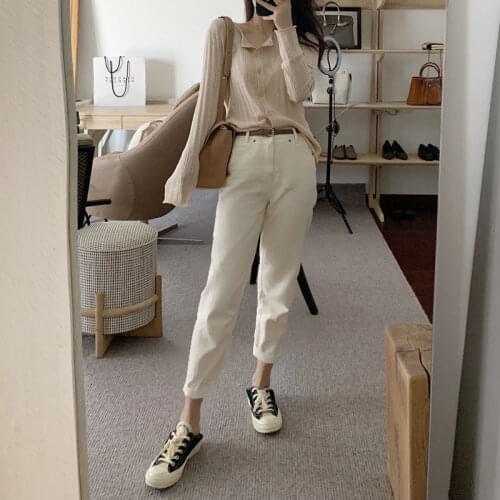 Woman Jeans Pants Long Leg Bomber 2021 High Waist Casual Straight-Leg Trousers, White Jeans Women Pantalones Vaqueros Mujer