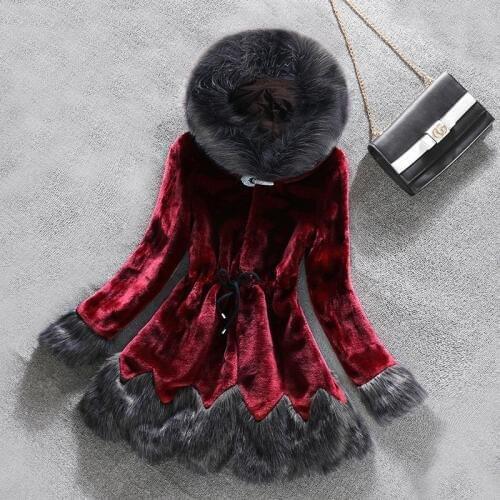 2019 Winter Fake Fox Fur Collar Hooded Womens Coat Fake Mink Hair Fur Outerwear Thick Warm Jackets Women casaco feminino M419