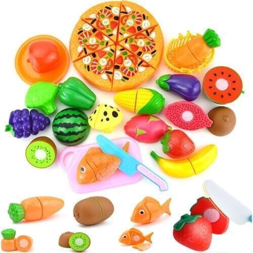 1Set Pretend Play Plastic Food Toy Cutting Fruit Vegetable Simulation Miniature Food for Dolls Role Play Toys for Girls