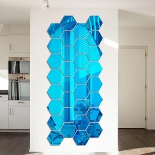 1Pc Hexagonal Box Stereoscopic Character Decorative Mirror Wall Stickers Living Room Decor