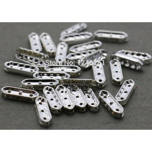 10PCS Silver-plate Spacers Crystal Rectangle separate beads Rhinestone Metal Fittings Accessory DIY Women Jewelry Making Design