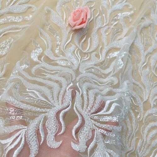 127x32.5cm Lone Patches Luxury White Tube Beading Lace Patche Wedding Dress Sewing-On Applique V2571