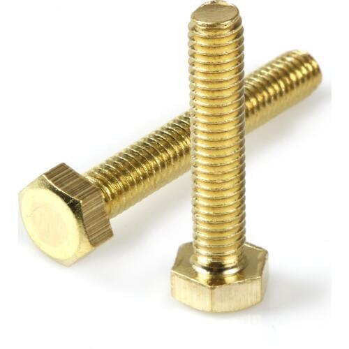 20pcs M4 /M5/M6 All Lengths Brass Hex Head Machine Screws Bolts Full Thread Hex Bolts Plain Finish