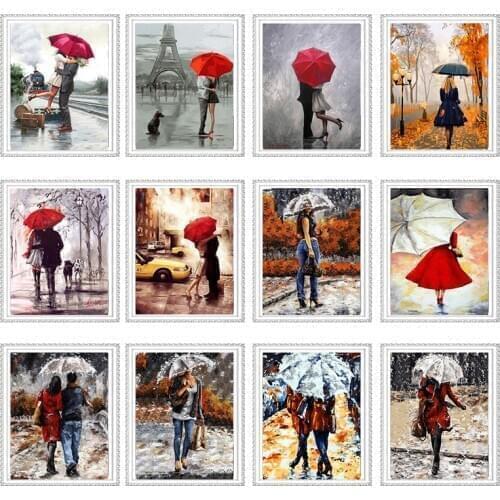 3D Diamond Painting "Couple umbrella scenery" DIY Full Rhinestones Drill Cross-stitch Kits Square Round Diamond Embroidery