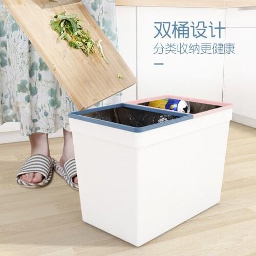 White Kitchen Trash Bin Rectangle Large Garbage Sorting Trash Can Paper Basket Standing Cocina Household Cleaning Tools BK50LJ