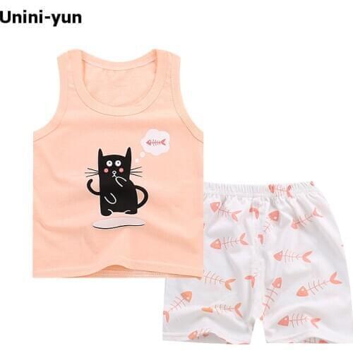 Cotton Boys Girls Suit Summer Sleeveless Vest Shorts 2pcs Suit Children Set Clothing Kids Bobo Bebe Toddler baby boy clothes