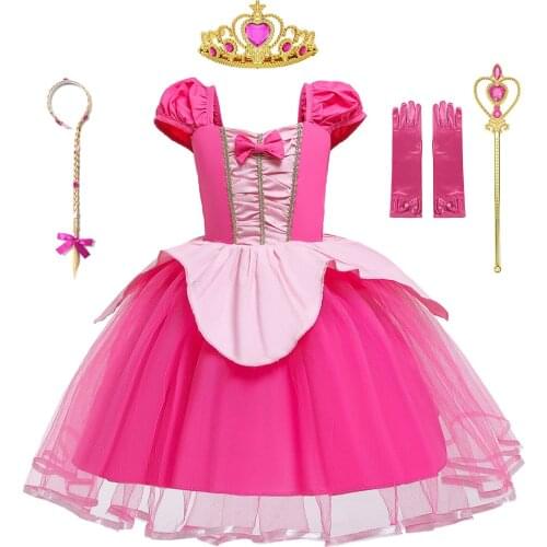 Girls Aurora Dress Halloween Cosplay Sleeping Beauty Princess Dresses Kids Gorgeous Christmas Gift Fancy Birthday Party Outfits