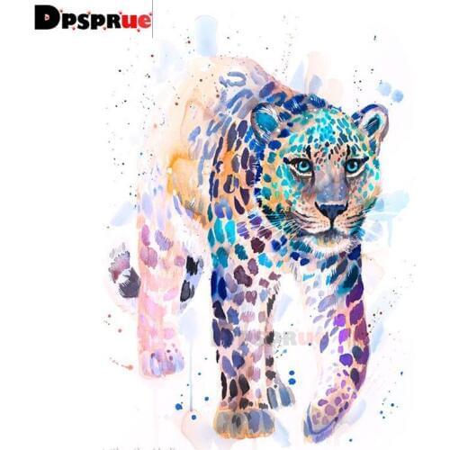 Dpsprue Full Square/Round Diamond Painting Cross Stitch Diamond 3D Embroidery Colored leopard DIY 5D Moasic Home Decor Gift D36