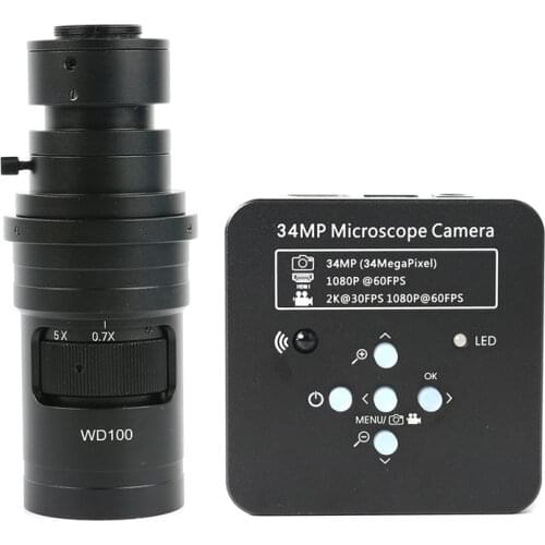 34MP 1080P 2K HDMI USB Electronic Video Digital Microscope Camera+10X-200X FHD Zoom C-mount Lens For Phone PCB Solder Repair
