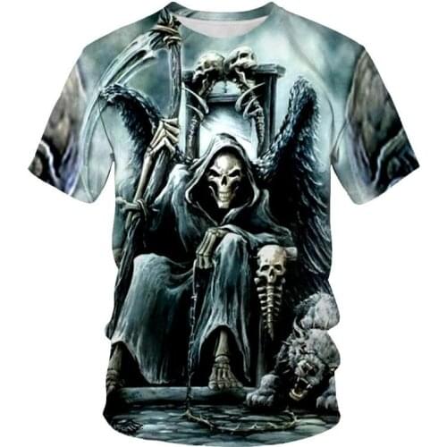 New Mens Horror Skull Summer 3D Interesting T-Shirt Street Style Mens Printing Male