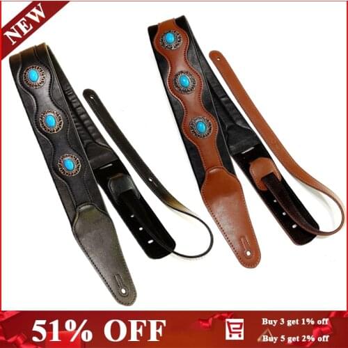 Guitar Strap Ethnic Style Leather Adjustable Acoustic Electric Belt