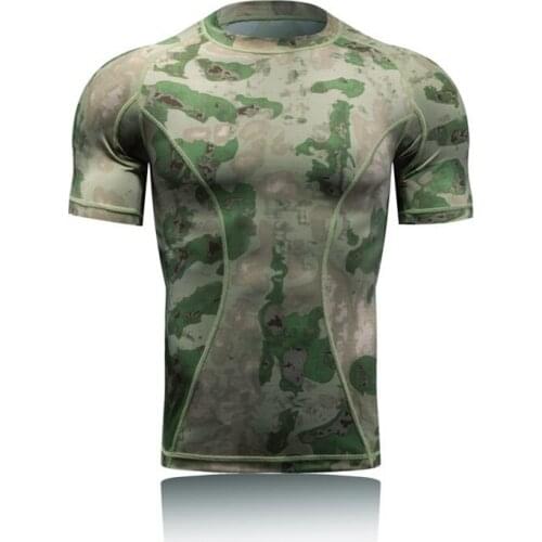 Camouflage Army Military Tactical Shirt Hiking Compression T-shirt Quick Dry Fit Men Outdoor Sports Short Sleeve Hunting Shirts