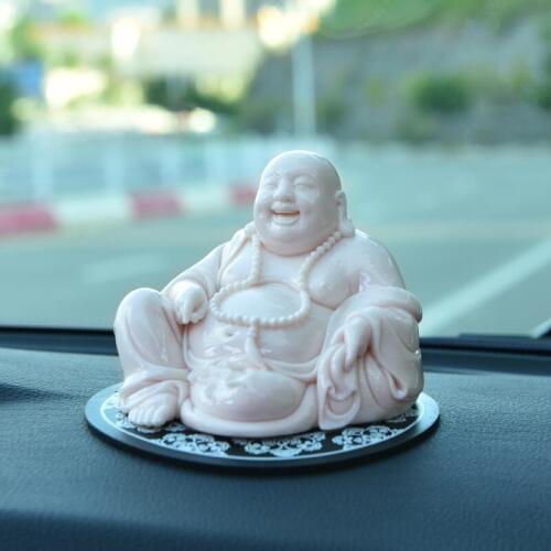 Ceramic Buddha Car Decoration Creative Personality Maitreya Buddha Car Central Control Trolley Interior Decoration