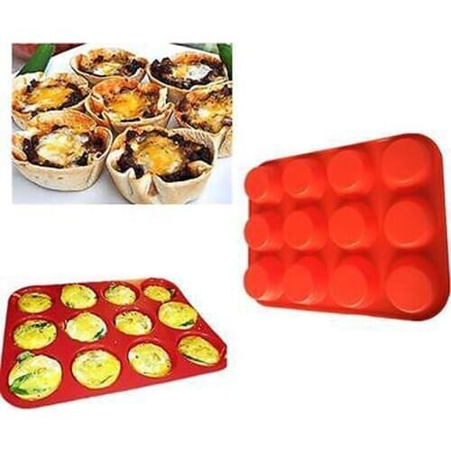 12 Cup Silicone Muffin Cupcake Baking Pan Non Stick Dishwasher Microwave Safe