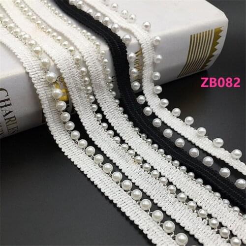 Handmade Beaded Ribbon Pearl Foam Lace Single Side 6mm Beaded Ribbon Clothing Accessories ZB082