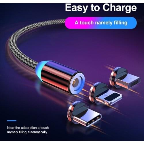 Magnetic Fast USB Micro Cable Magnet Plug Type C Charge 3 In 1 Cord for iPhone Huawei Samsung XiaoMi Charge Wire cable bracelet