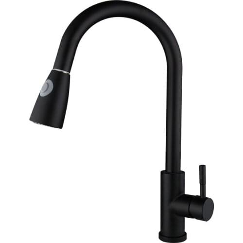 Matte Black Kitchen faucet Hot and cold rotating spring kitchen household faucet Smart Induction Mixed Tap