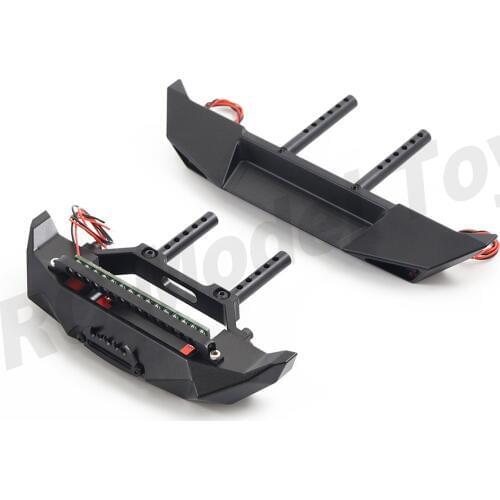 TRX4 Metal Front Rear Bumper with LED Lighting System for 1/10 RC Crawler Traxxas TRX4 Axial SCX10 90046 RGT 86100 Redcat GEN8
