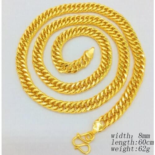 FASHION LUXURY SAND GOLD 14K NECKLACE FOR MEN WEDDING ENGAGEMENT JEWELRY ASSERTIVE BOSS CHAIN NECKLACE ANNIVERSARY GIFTS MALE