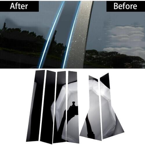 6Pcs Black Car Exterior Window B C Pillar Post Door Piano Cover Trim Decoration Fit for Honda CRV 2012 2013 2014 2015 2016