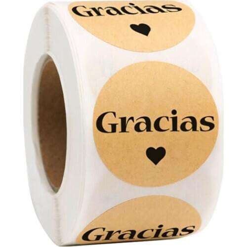 100-1000pcs Spanish Gracias Stickers Thank You Roll Sticker For Envelope Sealing Labels Stickers Jewelry Box Stationery Supply