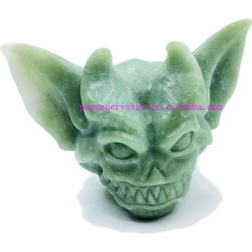 Natural Rainbow Fluorite Carved Witch Bat Quartz Figurine Healing Crystal Feng Shui Halloween Home Decor Reiki Gift