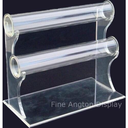 New 2 Tier Acrylic Bracelet Chain Watch T-Bar Rack Jewelry Organizer Handmade Plexiglass Display Stand Holder Drop Shipping