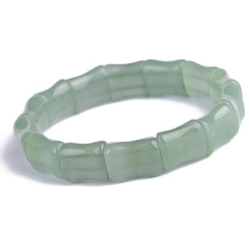Wholesale Genuine Dongling Natural Stone Bracelets Lucky For Women Bamboo Beads Hand Row Green Stone Simple Bracelets Jewelry