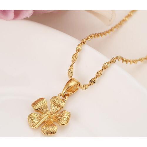 Flower Necklacewith Pendant Women/Men Loverss Jewelry Valentines Gift Wholesale Gold Color Romantic Fancy DIY charms Bijoux