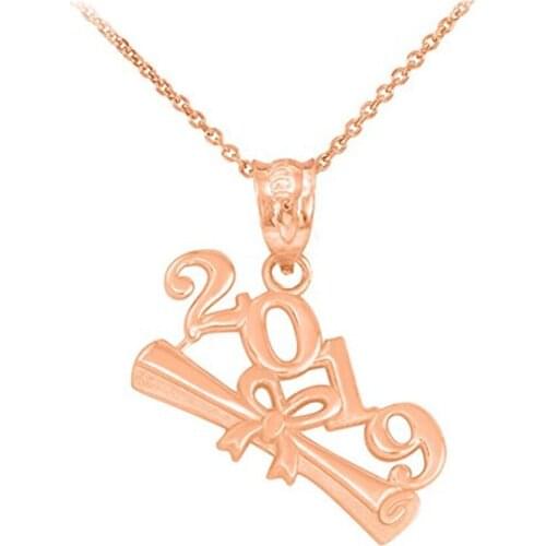 Double Nose Metal Alloy Craft Class Of 2019 Diploma Pendant Bail Necklaces 2019 Graduation School Students Jewelry