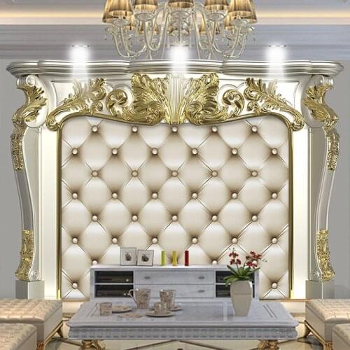 Custom 3D Wallpaper European Style Golden Pattern Soft Bag Photo Mural Bedroom Living Room TV Background Luxury Papel De Parede
