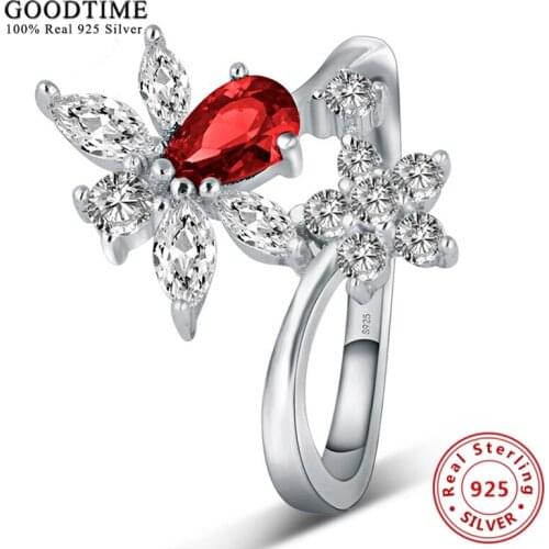 Retro 925 Silver Ring Sterling Silver Jewelry Flower Ring Inlaid Zircon Finger Rings For Women Sterling Silver Jewelry GTR051