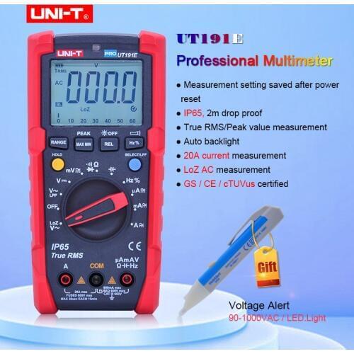 UT191E Digital Multimeter,True RMS IP65 Waterproof,6000 Count DMM 20A 600V Volt ACV LOZ LPF Tester GS/CE/cTUVus Certified