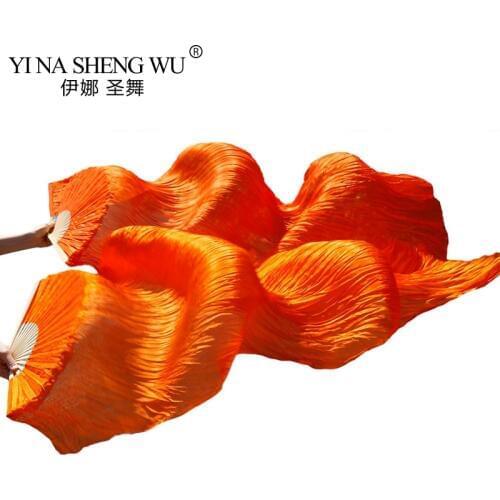 Unisex Real Silk/Imitation Silk Belly Dance Fans 1 Pair Left+Right Hnad Belly Dance Performance Fans Dance Long Silk Fans