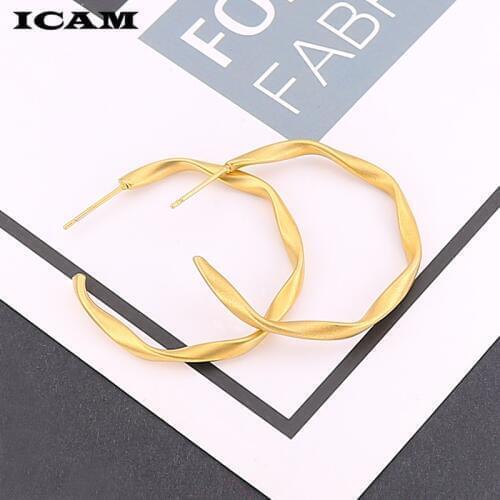 ICAM Fashion 1pair Circle Round Hoop Earrings Women Gold Color Stainless Steel Hiphop Brincos Boho Jewelry Gifts