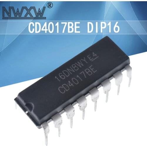 10pcs/lot CD4017BE DIP-16 CD4017 HEF4017 10 decoding output CMOS decimal counter 4017